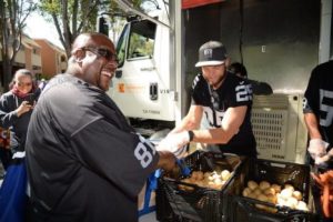 Raiders Assist with Alameda County Community Food Bank Mobile Pantry Food Distribution