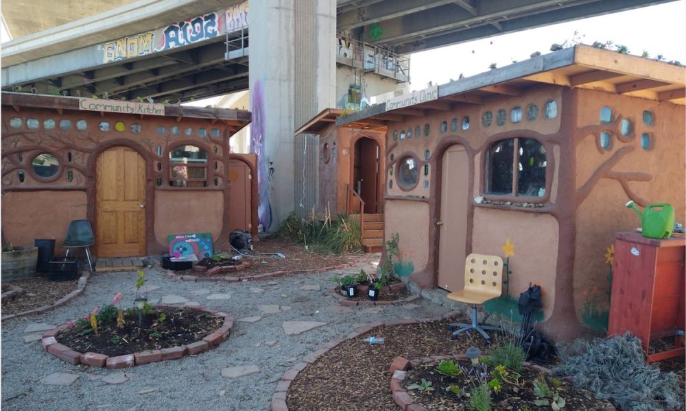 Cob Structures House Kitchen, Clinic, Shower, in West Oakland Homeless Community - Vimarsana News