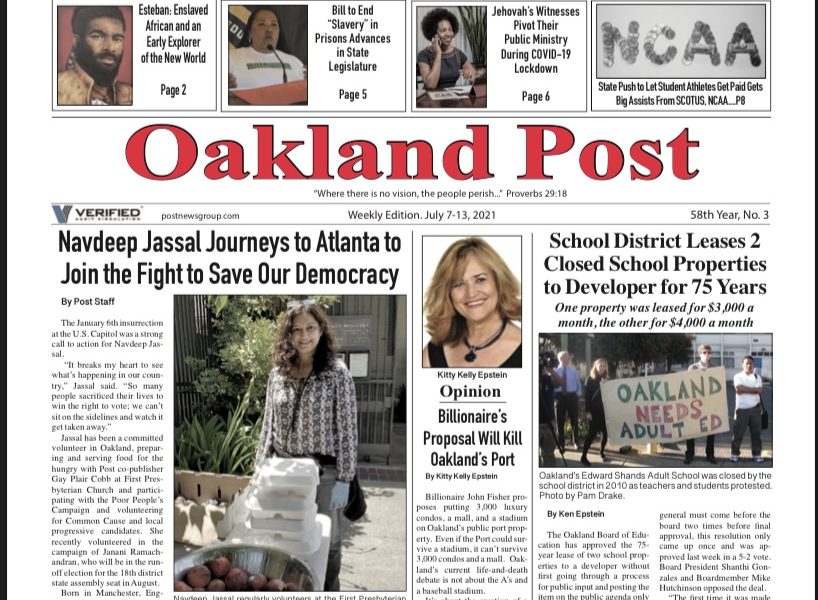 Oakland Post: July 7th-July 13th, 2021 | Post News Group - Vimarsana News