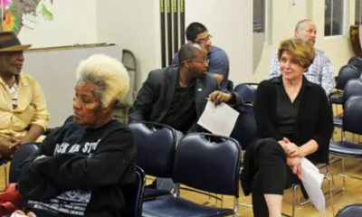 Community members attend a town hall meeting at the San Antonio Senior Center in the Fruitvale District to discuss racial disparities in hiring African American workers and contractors on City of Oakland building projects, Monday, Aug. 19, 2019. Photo by Ken Epstein.