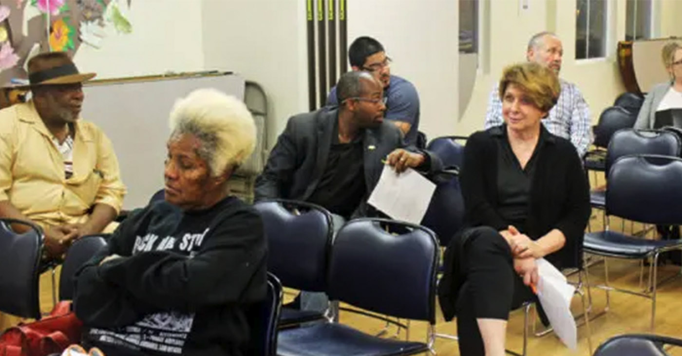Community members attend a town hall meeting at the San Antonio Senior Center in the Fruitvale District to discuss racial disparities in hiring African American workers and contractors on City of Oakland building projects, Monday, Aug. 19, 2019. Photo by Ken Epstein.
