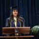 “We are part of a university that led the Free Speech Movement, a university that didn’t back down from a fight for justice, a university that, regardless of what the world said, marched forward for equality and justice,” student speaker Sahar Formoli told her fellow graduates. (UC Berkeley video)