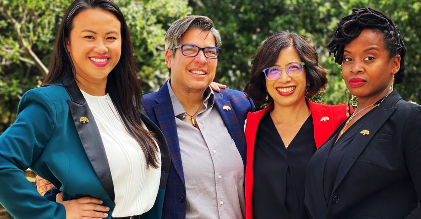 Councilmembers (left to right): Sheng Thao, Rebecca Kaplan, Nikki Fortunato Bas, and Carroll Fife. Photo courtesy of Oakland City Council.