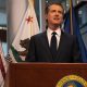 California Governor Gavin Newsom announces the state’s new plan of action against the rising omicron variant cases at Native American Health Center in Oakland on Dec. 22, 2021. Harika Maddala/ Bay City News photo.