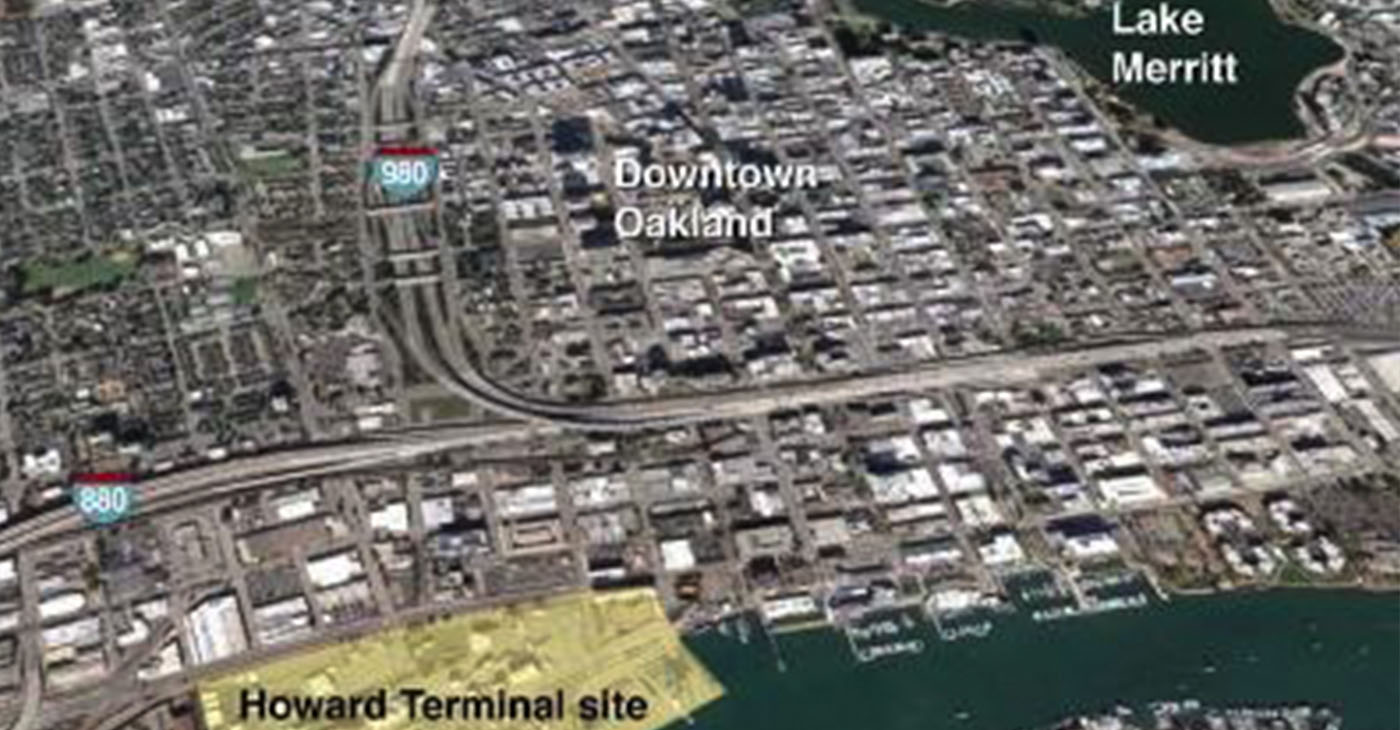 Port of Oakland area that would be turned into a stadium and luxury housing. Public domain image.