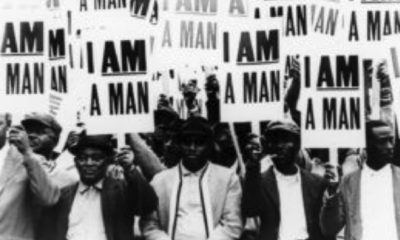 Striking members of Memphis Local 1733 hold signs whose slogan symbolized the sanitation workers’ 1968 campaign. (Via Walter P. Reuther Library/Wayne State University)