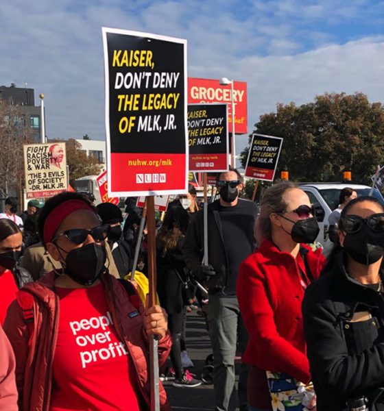 Striking Kaiser workers march for racial justice. Photo courtesy of the National Union of Healthcare Workers web site.