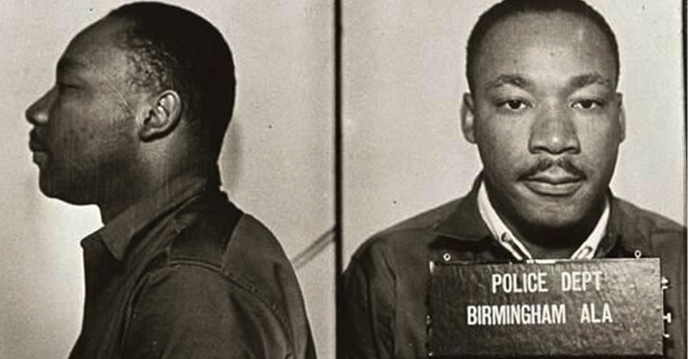 Photo of Dr. Martin Luther King Jr. from his arrest in 1963. Photo courtesy of teachingamericanhistory.org.
