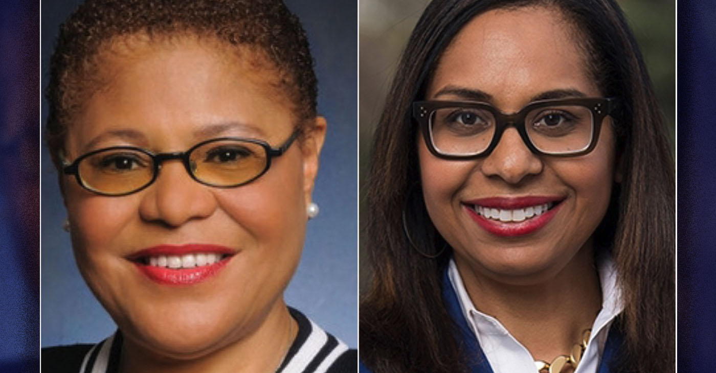 U.S. Congresswomen Karen Bass, California State Senator Sydney Kamlager. Public domain photos