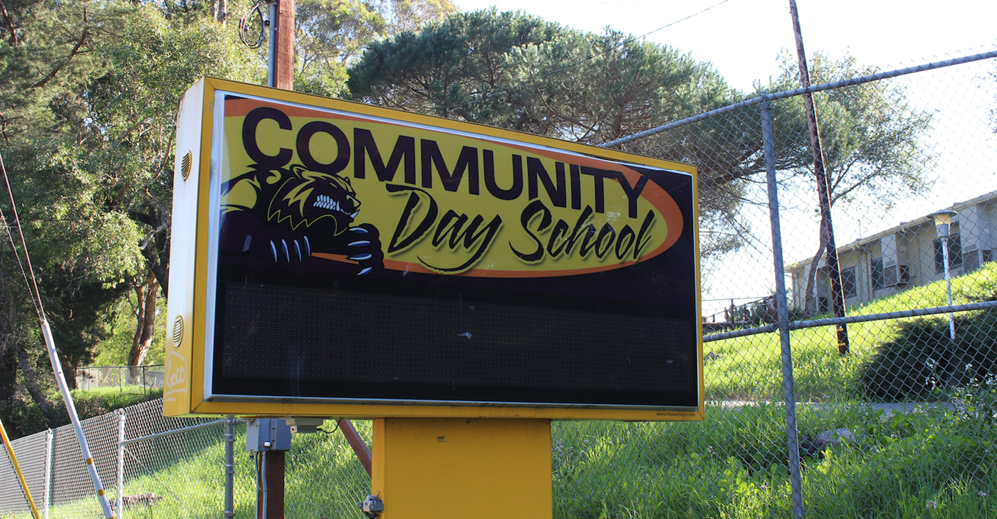 Caption: A sign outside of Community Day School's campus. Photo by Zack Haber on March 6.