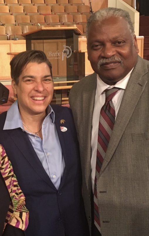 Rebecca Kapland, left, with former State Assemblyman Sandre Swanson. Photo courtesy of Kaplan’s campaign.