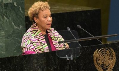 Rep. Barbara Lee at the U.N. general assembly on Tuesday morning.