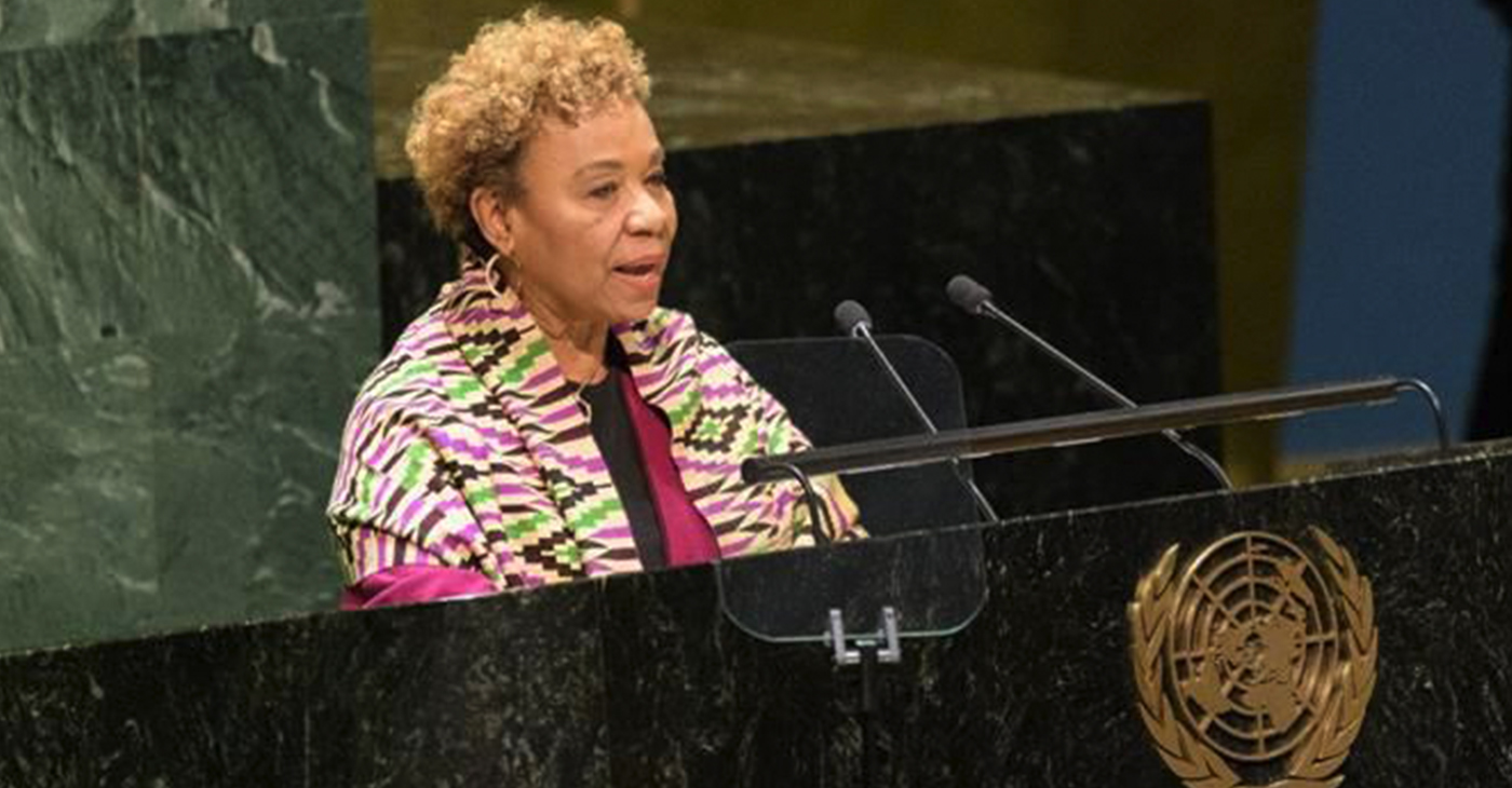 Rep. Barbara Lee at the U.N. general assembly on Tuesday morning.