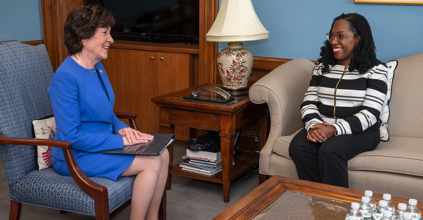 Maine Sen. Susan Collins with Supreme Court nominee Ketanji Brown-Jackson.