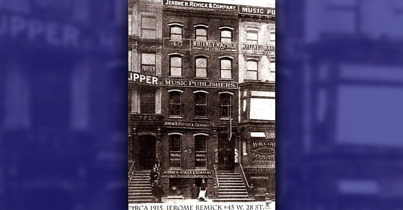 Buildings of Tin Pan Alley, c. 1910. Image via Historic Districts Council.