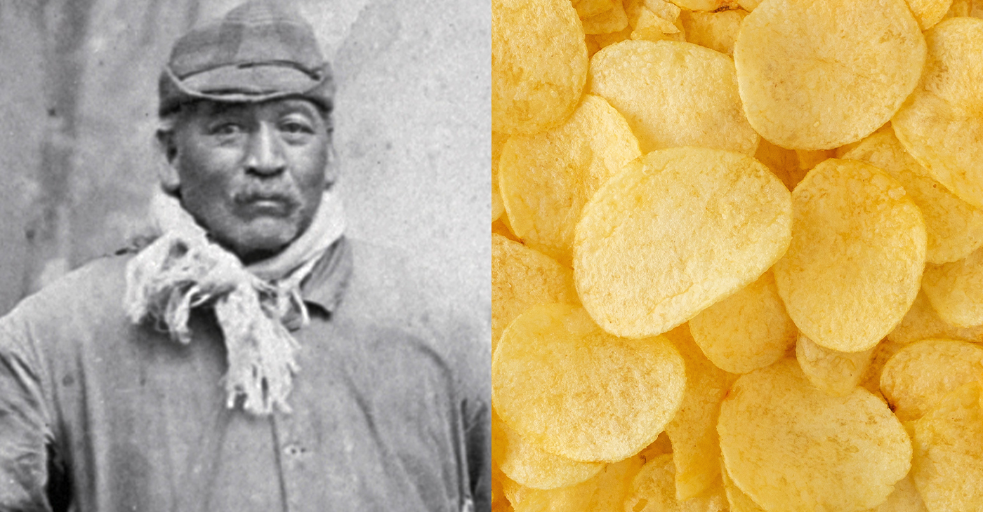 George Crum and chips. Photo by Africa Archives on Twitter.
