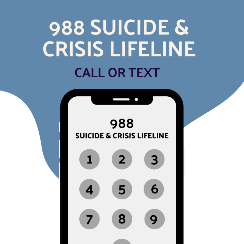 The short, three-digit federal number 988 is now active across the nation and is an alternative to calling 911 for people experiencing mental health crises. (Image: Breanna Reeves).