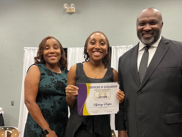 BBCF Scholarship Recipient Sydney Snipes, with mother, Tracie Snipes, and Jeffrey L. Boney.