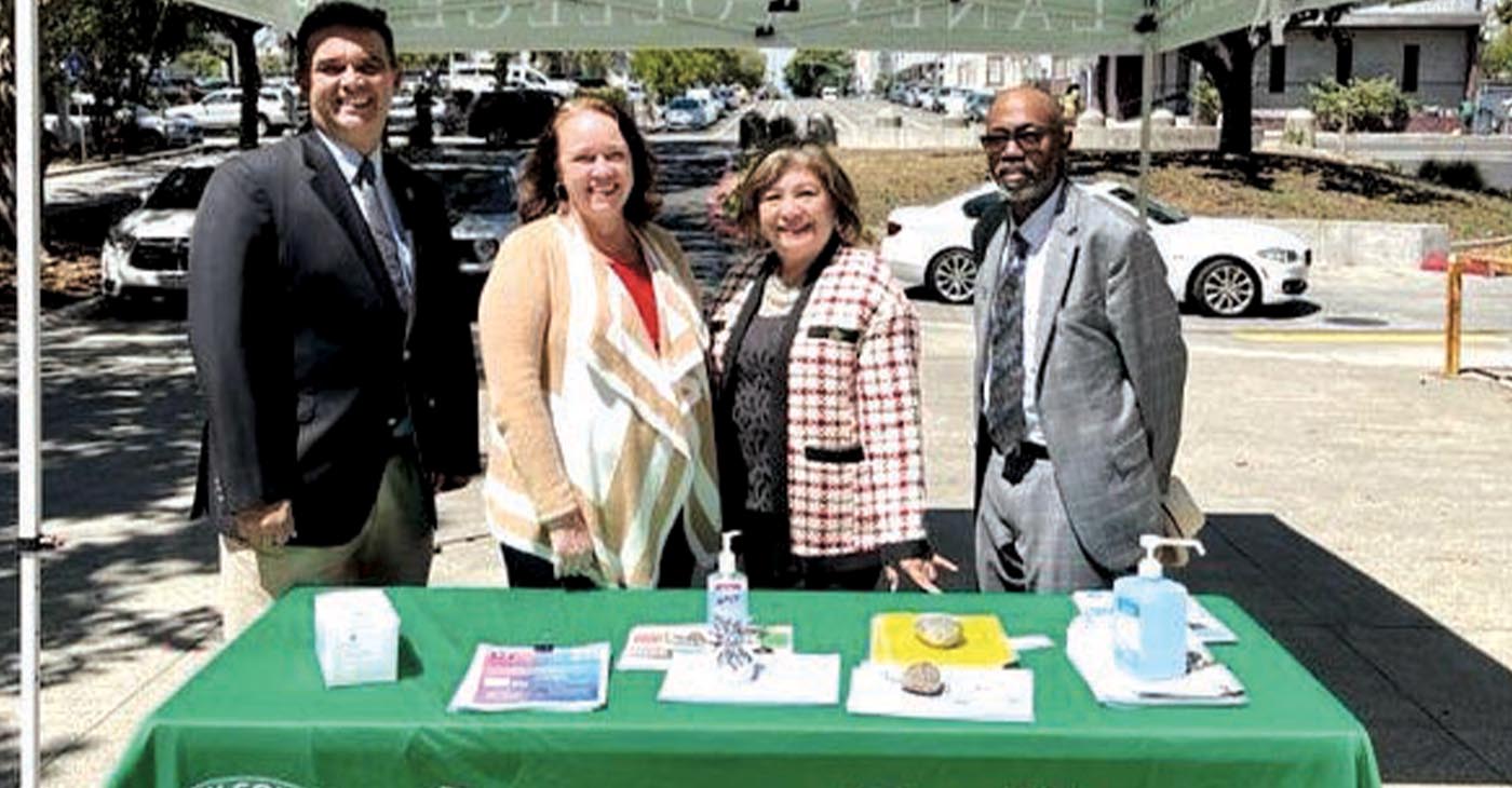 Left to right; Dr. Rudy Besikof, Laney College President, Dr. Becky Opsata, Laney College Vice President of Instruction, Dr. Dettie Del Rosario, Laney College Acting Vice President of Administrative Services, Dr. Marion Hall, Acting Vice President of Student Services. Photo by Jonathan Fitness Jones.