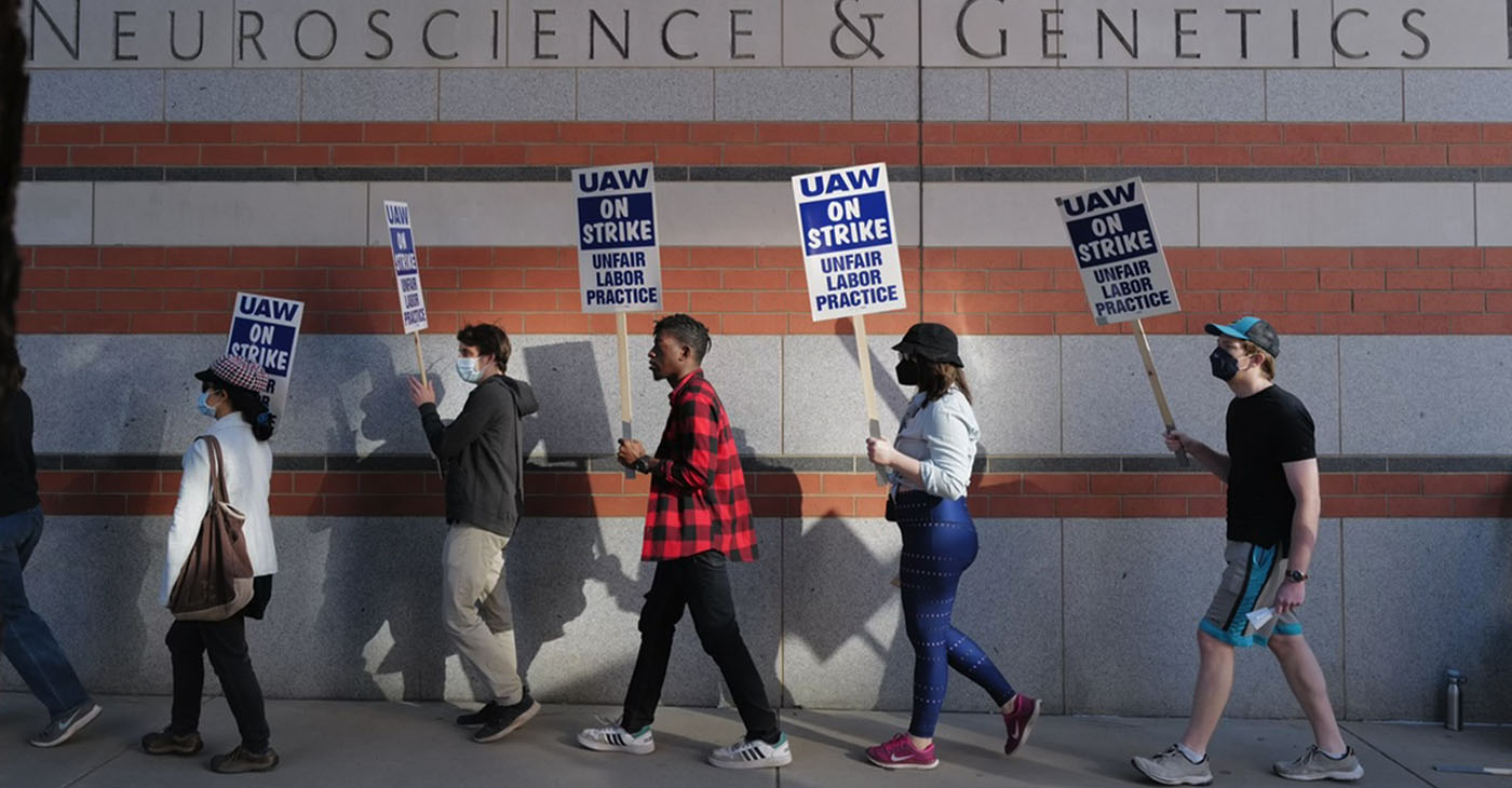 Students on the picket line on Nov. 16, 2022. Photo by Maxim Elramsisy, California Black Media