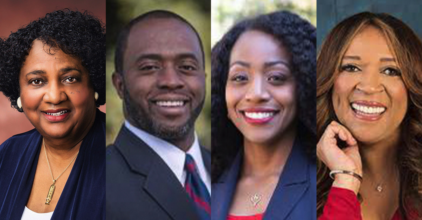 There are four Black candidates running for state public office. The three Democrats are: Shirley Weber, incumbent Secretary of State; Tony Thurmond, incumbent Superintendent of Public Instruction; Malia Cohen is seeking the state controller position. Angela Underwood Jacobs, a Republican, is vying to be the first Black woman to serve as lieutenant governor of California. Photos courtesy of official web sites of the candidates.