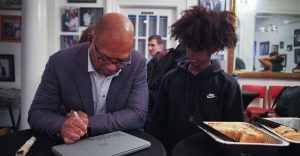 My Brother’s Keeper Chair Broderick Johnson Donates Laptops to Members of Oakland’s Hidden Genius Project