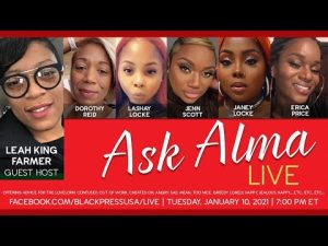 LIVE! — ASK ALMA! — FEATURING SPECIAL GUEST HOST, LEAH KING FARMER — TUES. 1.10.23 7PM ET