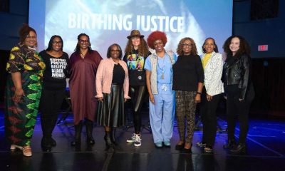“Birthing Justice” film screening with community partners and advocates (l-r) Pastor Thembekila Smart, SCLC; Adjoa Jones, outreach and engagement coordinator for African American Infant/ Maternal Mortality Prevention Initiative; Debbie Allen of Tribe Midwifery; Leigh Purry of Blue Shield; Khefri Riley of Frontline Doulas; Dr. LaTanya Hines, Association of Black Women’s Physicians; Gloria Davis, Girls Club of Los Angeles; “Birthing Justice” Executive Producer Denise Pines; Gabrielle Brown of Black Women for Wellness.