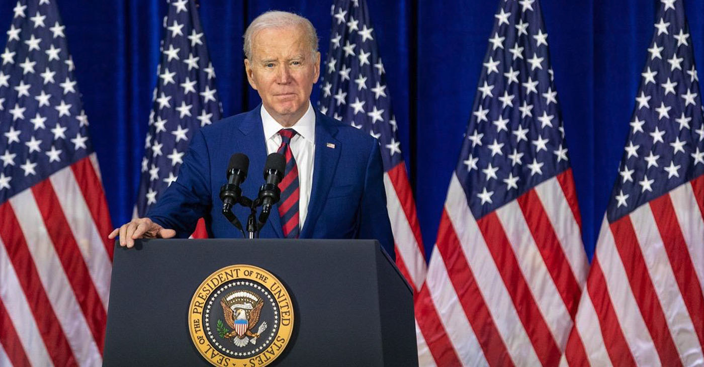 President Joe Biden speaks in Monterey Park, California about gun violence on March 14, 2023. He spoke with the families of victims of a mass shooting at the Star Dance Studio on Lunar New Year that occurred less than a mile from where the President spoke. Photo by Maxim Elramsisy, California Black Media.