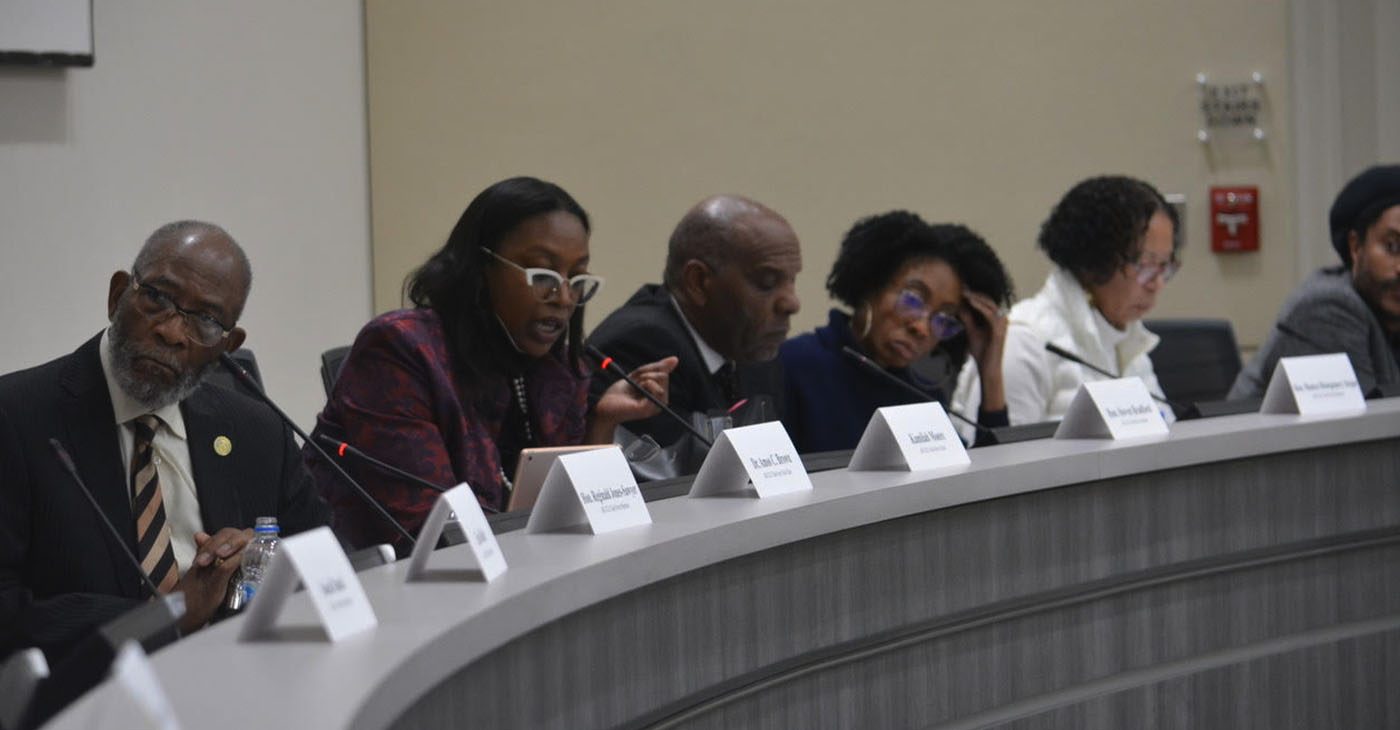 Reparations Task Force members during the debate to determine the scope of a Freedmen's Bureau-like agency. March 4, 2023, Sacramento, Calif. CBM photo by Antonio Ray Harvey.