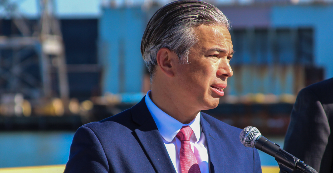 California Attorney General Rob Bonta announced a lawsuit against 18 manufacturers for producing toxic forever chemicals in San Francisco on Nov. 10, 2022. (Olivia Wynkoop / Bay City News)