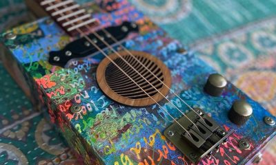Steve Zwetsch of Cigar Box Kitchen Guitars will sell art collaborations such as this one for a good cause at the Spring Fling & Art Stroll. (Photo contributed)
