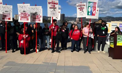 Oakland Education Association (OEA) bargaining team members at recent teacher rally. Photo by Ken Epstein.