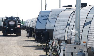 Trailers located at “Site F” on property of the San Francisco Port Commission in San Francisco, Calif. on Feb 22, 2023. Site F provides shelter for 118 people experiencing homelessness.