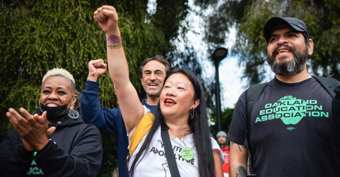 Teachers show their determination on picket lines at schools across the city. Photo courtesy of OEA.