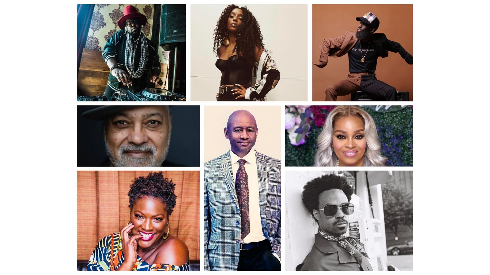 Photo collage of artists performing in Chicago from June 2-4, 2023.