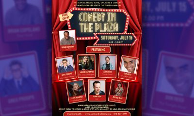 Poster of roster of comedians for Comedy in the Plaza in San Leandro. Courtesy image.