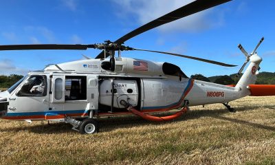 This modified, PG&E-owned Black Hawk Sikorsky UH-60A will be stationed in the North Bay as part of a trial partnership with the Marin County Fire Department from July-October 2023. (PG&E via Bay City News)
