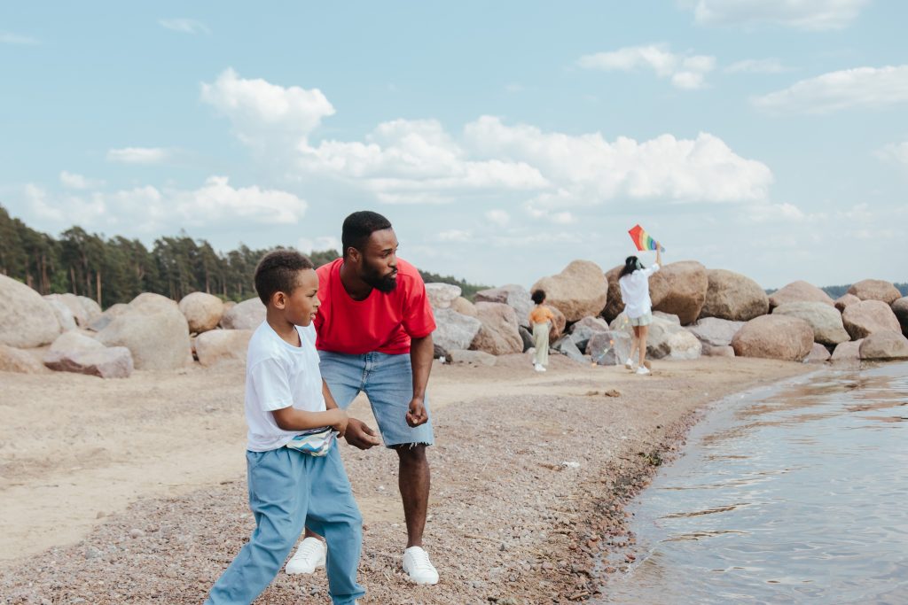 You can make summer memorable with nearby day outings doing simple activities like kite-flying or just strolling and gathering shells and stones. Photo courtesy J.P. Morgan Chase & Co.