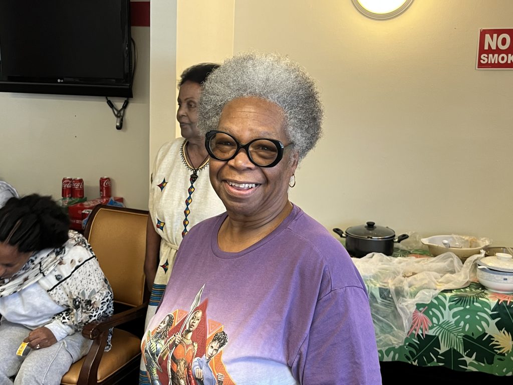 Beverly Colston, an eight-year tenant at Sojourner Truth Manor, serves as chairperson of the tenant association. Photo by Ken Epstein.