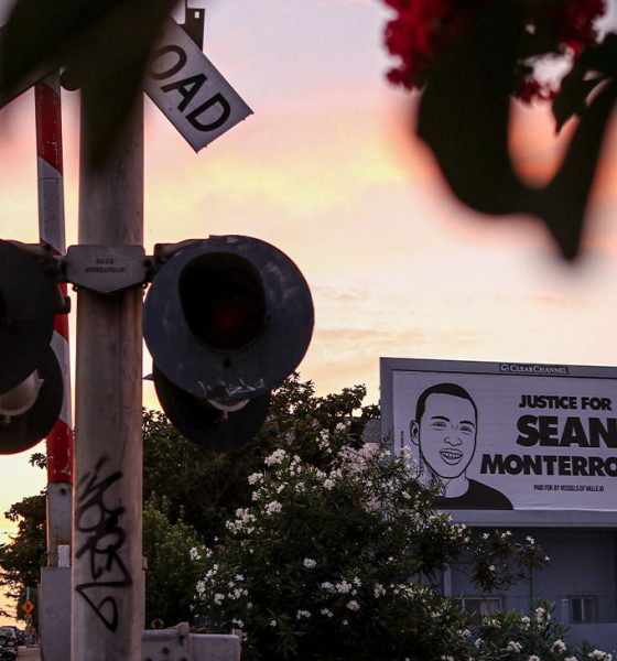A billboard near Vallejo Police Department with a sketch of Sean Monterrosa and a message “Justice for Sean Monterrosa” unveiled on Sept. 27, 2020, in Solano County, Calif. (Harika Maddala/ Bay City News)