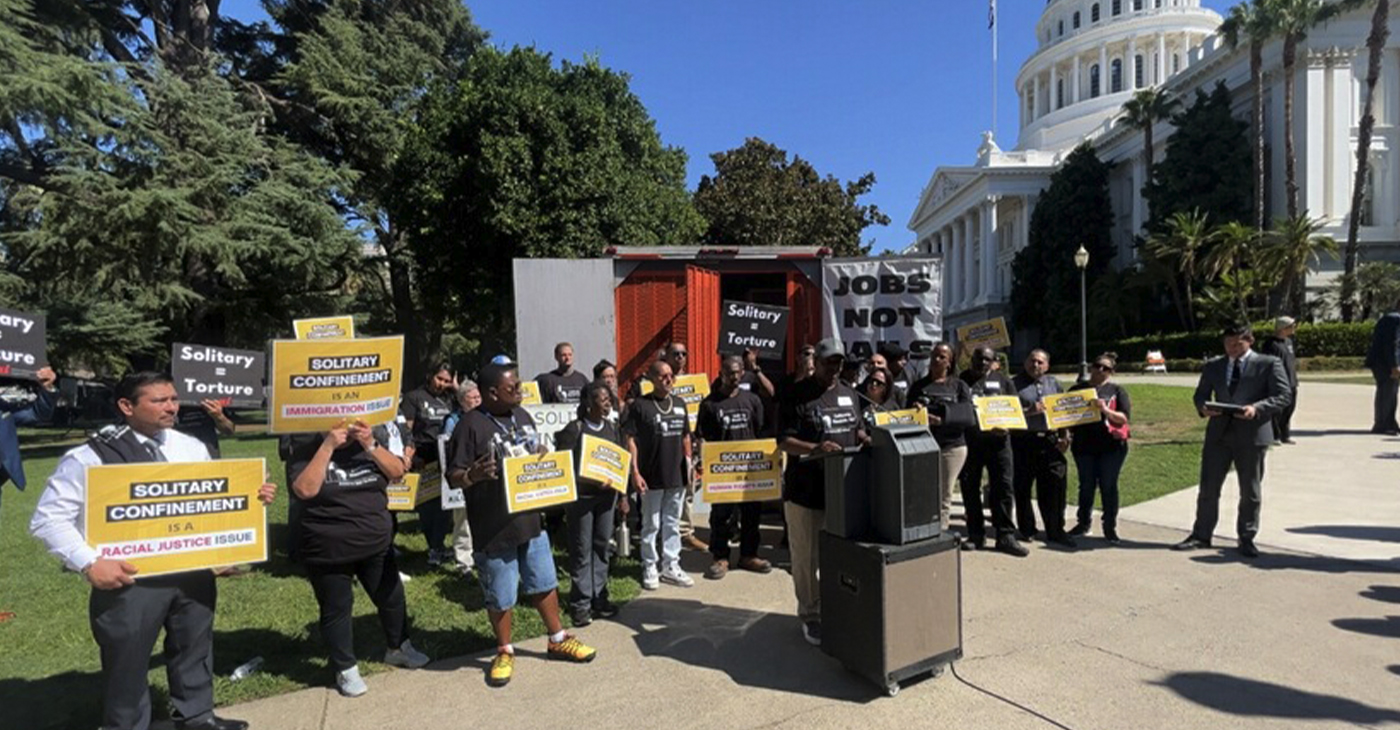 Richard Johnson, of Formerly Incarcerated Giving Back, spoke at a rally at the state Capitol about his experience in solitary confinement and his support for the Mandela Act. Photo by Jonathan ‘Fitness’ Jones.