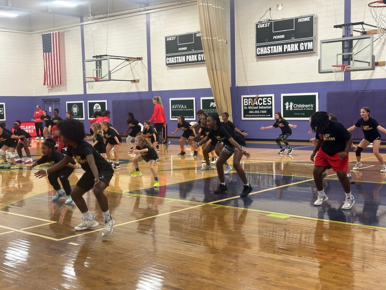 Lady Ballers campers, ages 8-15, went through drills early Monday morning inside the Chastain Park gym. Photo by Donnell Suggs/The Atlanta Voice
