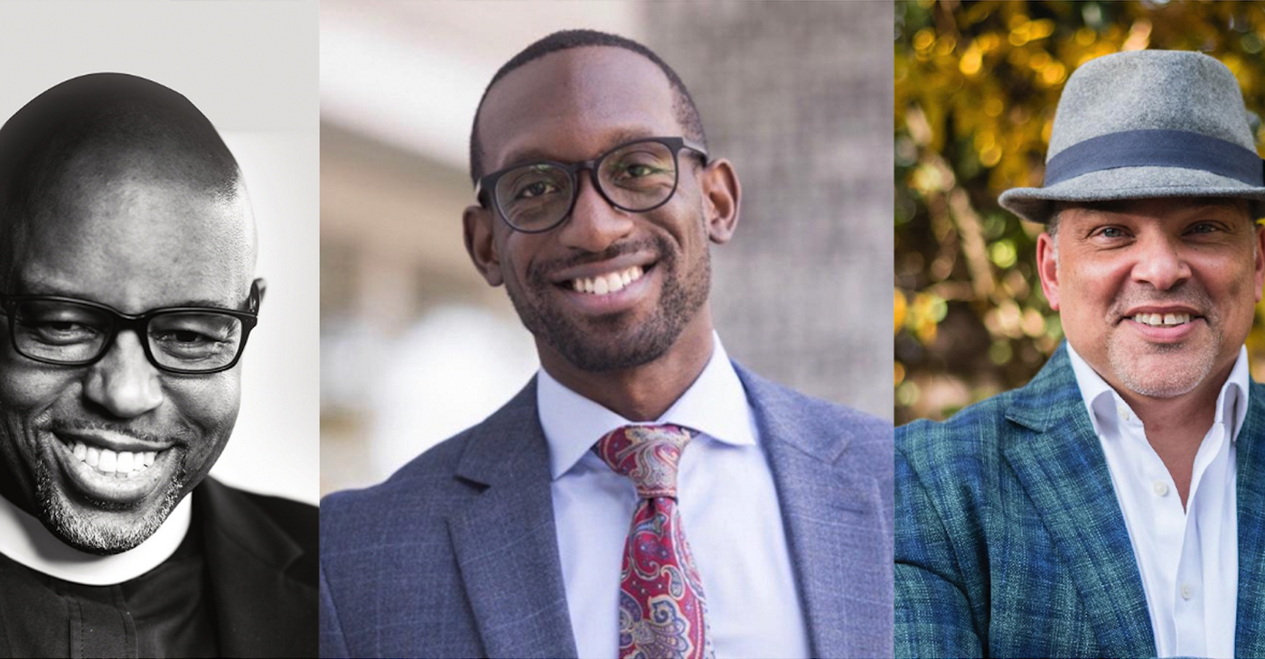 L-R: Pastor Paul Bains, Dr. Jonathan Butler and Devone Boggan will lead a closing session called “The Power of Faith and Community.” Courtesy composite photo.