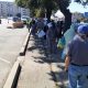 The line at the mobile food bank distribution at Richmond Civic Center on Thursday, Sept. 28. Photo by Mike Kinney.