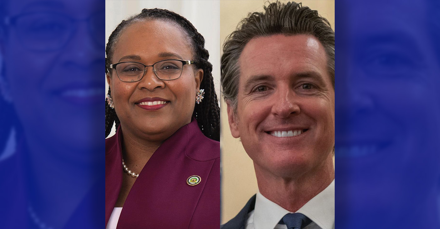 Assemblymember Lori Wilson (D- Suisun City), left, and Gov. Gavin Newsom. Photo courtesy of CBM.