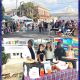 The Sausalito Art Festival near where the RISE UP! 94965 Foundation booth was located. Bottom: Michelle Bryant, Lily, Tessa, Porche, and Koralyn tending the table for the Dr. Martin Luther King Jr. Academy and RISE UP! 94965 Foundation. Photos by Godfrey Lee.