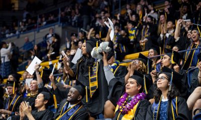 An additional 6,000 friends and family members gathered Saturday, Dec. 16 to cheer on graduates at UC Berkeley's Winter Commencement 2023 at Haas Pavilion. Photo by Keegan Houser/UC Berkeley