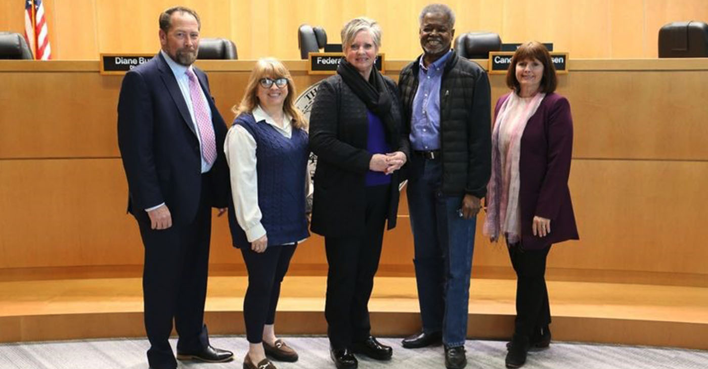 Board of Supervisors appoint Captain Jane Andreotti (middle) to fill the role as Interim Animal Services Director.