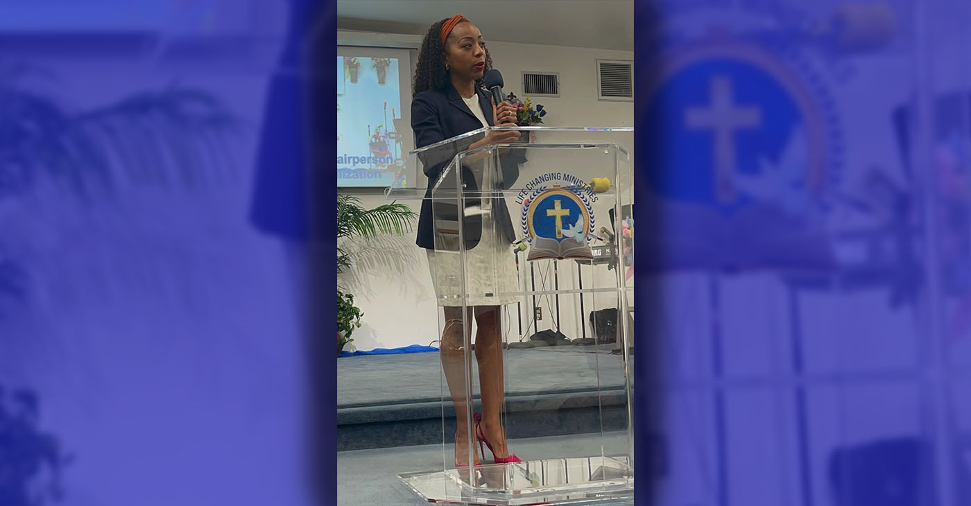 (File photo) Malia Cohen speaking at Life Changing Ministries in San Bernadino May 15, 2022.